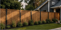 Long wood fence beside a home